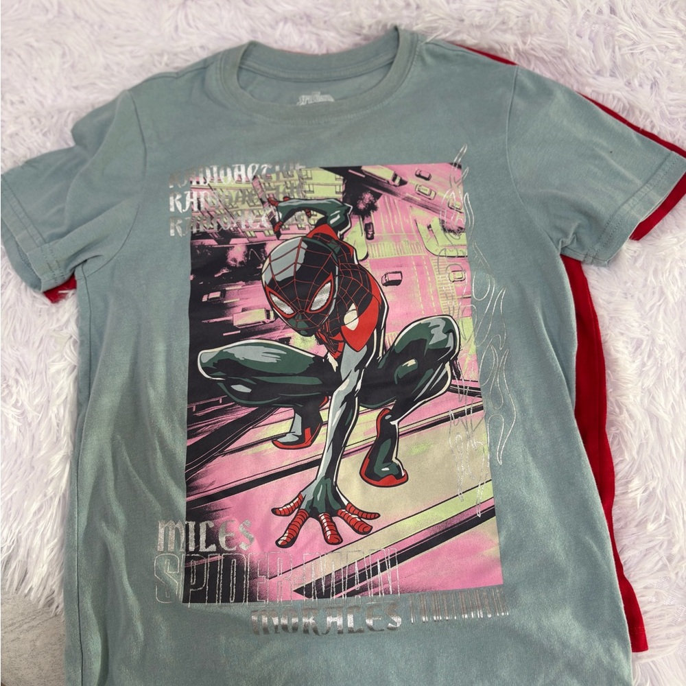 Marvel Kids Miles Morales Spider-Man Tee - Gray, Pink, Black, Red